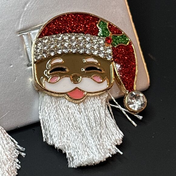 Sugarfix SANTA BABY Baublebar AA Black Santa Christmas Fringe Beard Earrings - Picture 3 of 4